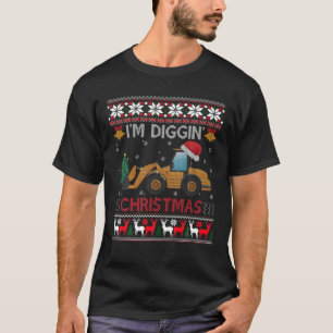 I'm Diggin Christmas Tractor Santa Hat Xmas Tree U T-Shirt