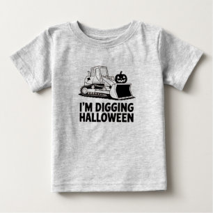 I'm Digging Halloween Pumpkin Face Tractor Kids Baby T-Shirt