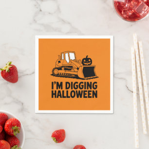 I'm Digging Halloween Pumpkin Face Tractor Kids Napkin