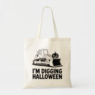 I'm Digging Halloween Pumpkin Face Tractor Kids Tote Bag