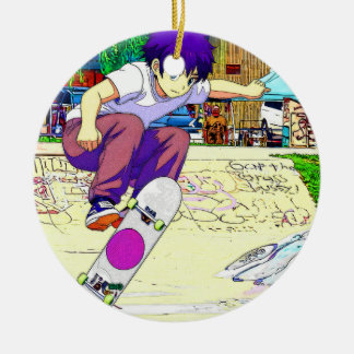 I'm Doing It - Young Skateboarder Ceramic Tree Decoration