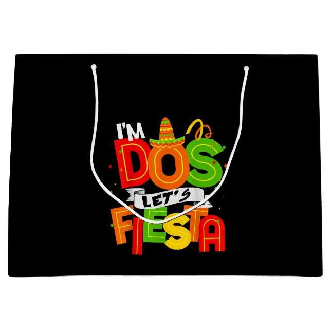 Im Dos Taco Twosday 2nd Birthday Gift Kid Boy Girl Large Gift Bag (Front)