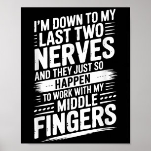 Im Down To My Last Two Nerves Funny Quotes  Poster
