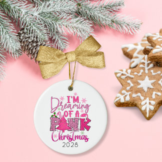 I'm Dreaming of a Pink Christmas Ceramic Tree Decoration