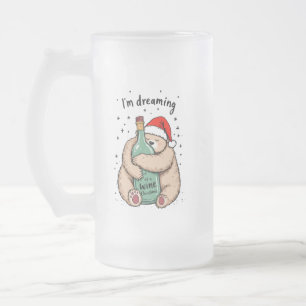 I'm Dreaming of a Wine Christmas  Frosted Glass Beer Mug
