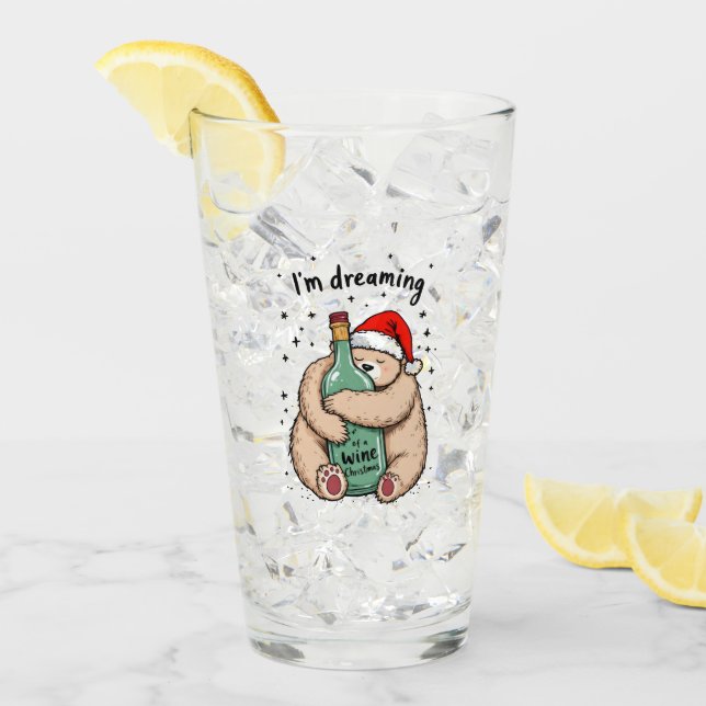 I'm Dreaming of a Wine Christmas  Glass (Front Ice)