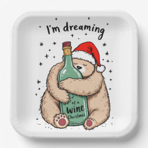 I'm Dreaming of a Wine Christmas Paper Plate