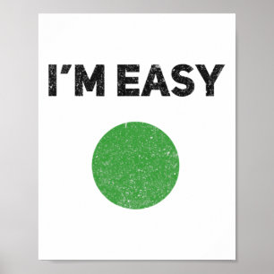 I'm Easy Green Skiing Circle Snowboard Vintage  Poster