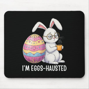 I'm Eggshausted Sleepy Bunny Holding A Coffee Mug Mouse Mat