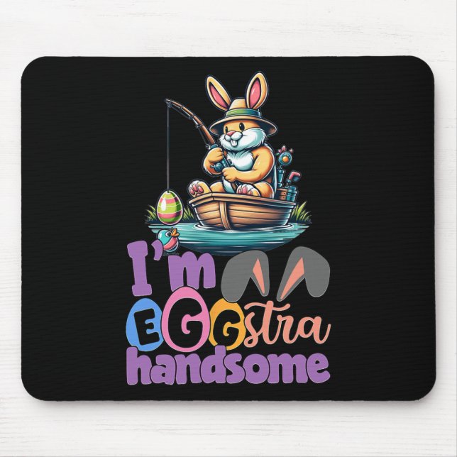 Im Eggstra Handsome Bunny Fishing B Fish Easter Da Mouse Mat (Front)