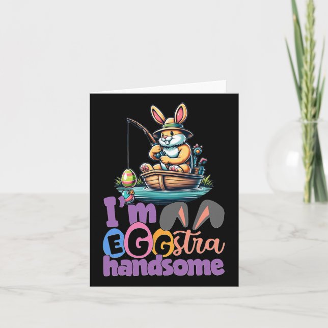 Im Eggstra Handsome Bunny Fishing Byss Fish Easter Card (Front)