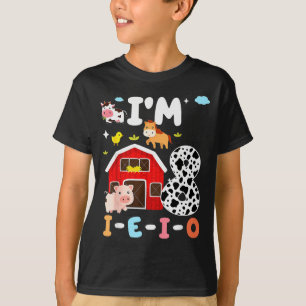 I'm Eight I-e-i-o 8 Year Old Farm Animal 8th Birth T-Shirt