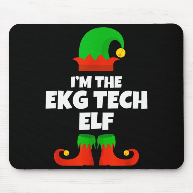 I'm Ekg Tech Elf Family Pajama Christmas Electroca Mouse Mat (Front)