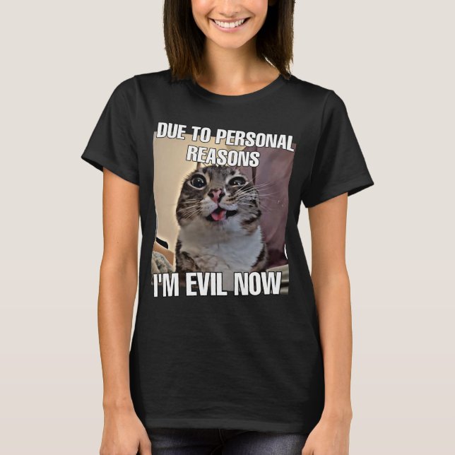 I'm evil now cat meme women  T-Shirt (Front)
