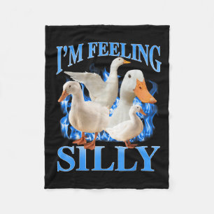 Im Feeling Silly Funny Goose Meme Bootleg Vintage  Fleece Blanket