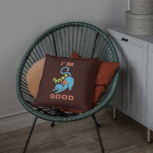 I'm feline good blue brown cat cushion