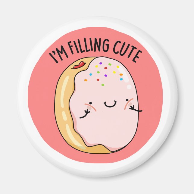 I'm Filling Cute Frosted Jelly Doughnut Pun Magnet (Front)