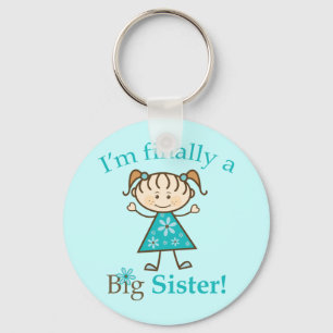 I'm Finally a Big Sister Stick Figure Girl Key Ring