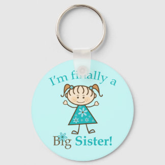 I'm Finally a Big Sister Stick Figure Girl Key Ring