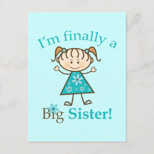 I'm Finally a Big Sister Stick Figure Girl Postcard