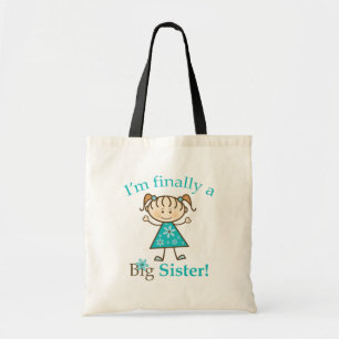 I'm Finally a Big Sister Stick Figure Girl Tote Bag