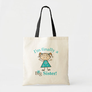 I'm Finally a Big Sister Stick Figure Girl Tote Bag