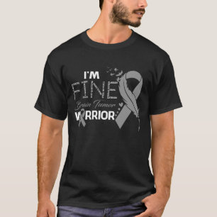 I'm Fine Brain Tumor Warrior Awareness Feather T-Shirt