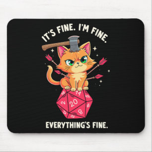 I'm Fine Cat Rpg Gamer Video Games And Cats Lover Mouse Mat