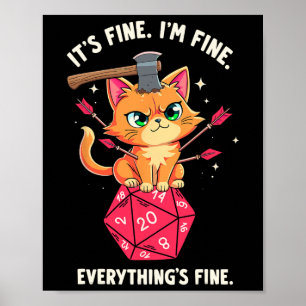 I'm Fine Cat Rpg Gamer Video Games And Cats Lover  Poster