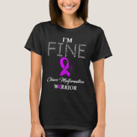 I'm Fine Chiari Malformation Warrior Feather Ribbo