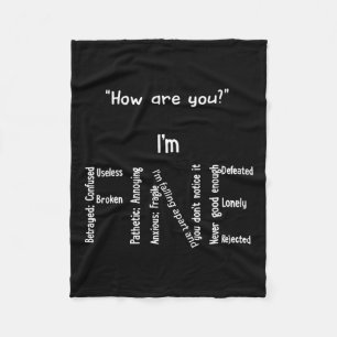 I'm Fine Depression Mental Health Awareness Fleece Blanket