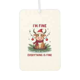 I'm Fine Everything is Fine Christmas Highland Cow Car Air Freshener