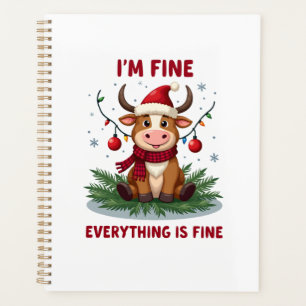 I'm Fine Everything is Fine Christmas Highland Cow Planner