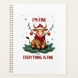 I'm Fine Everything is Fine Christmas Highland Cow Planner