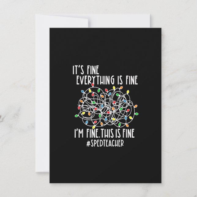 I'm Fine Everything Is Fine Christmas Lights Sped  Invitation (Front)