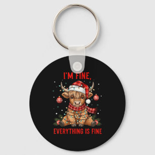 Im Fine Everything Is Fine Funny Christmas Highlan Key Ring