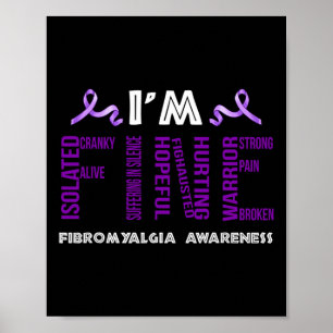 I'm Fine Fibromyalgia Warrior Fibro Awareness Purp Poster