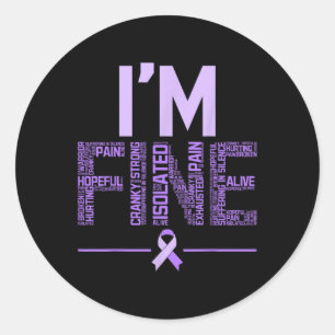 Im Fine Fibromyalgia Warrior Fibro Awareness Purpl Classic Round Sticker