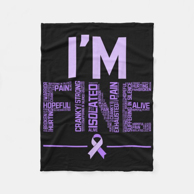 Im Fine Fibromyalgia Warrior Fibro Awareness Purpl Fleece Blanket (Front)