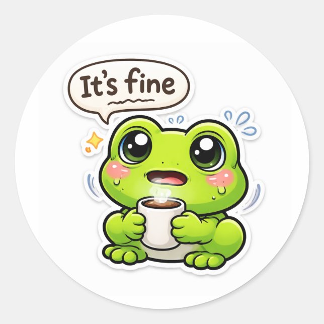 I'm Fine Frog Classic Round Sticker (Front)