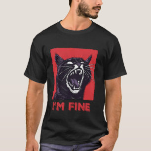 I'm Fine Funny Black Cat Vintage Men Women T-Shirt
