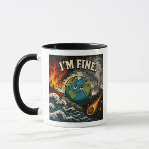 Im Fine Funny Planet Earth Chaos Graphic Mug