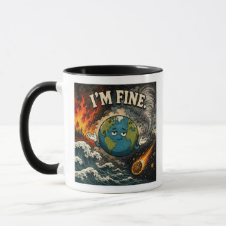 Im Fine Funny Planet Earth Chaos Graphic Mug