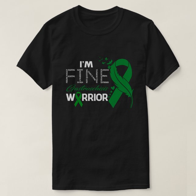 I'm Fine Gastroschisis Warrior Awareness Feather T-Shirt (Design Front)