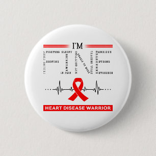 I'm Fine Heart Disease Warrior 6 Cm Round Badge