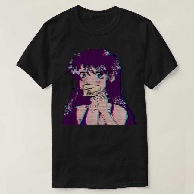 I'm Fine  Japanese Vaporwave Sad Anime Girl Emo Eb T-Shirt (Design Front)