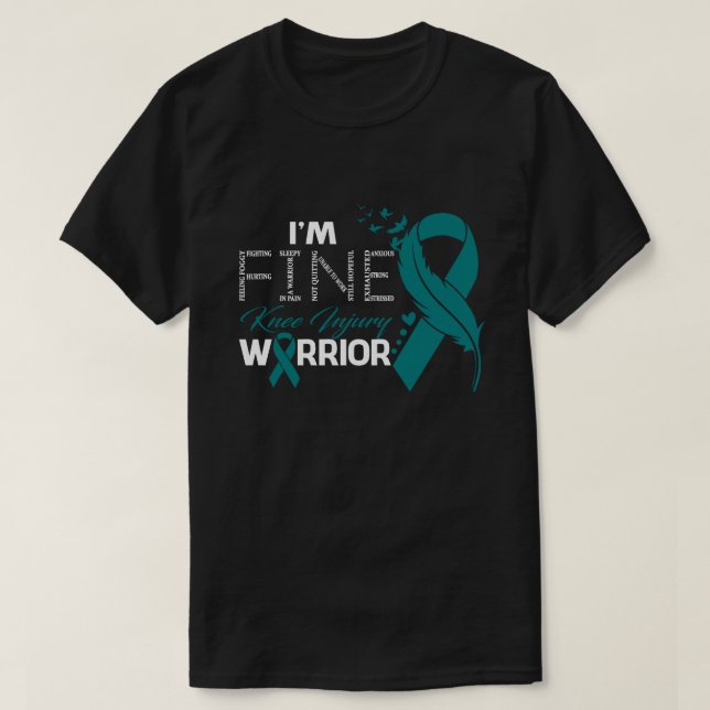 I'm Fine Knee Injury Warrior Awareness Feather T-Shirt (Design Front)