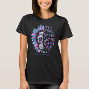 I'm Fine Sugar Skull Suicide Prevention Awareness  T-Shirt