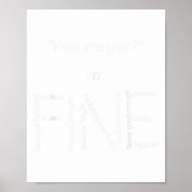 I'm Fine Suicide Prevention Awareness Mental Healt Poster (Front)