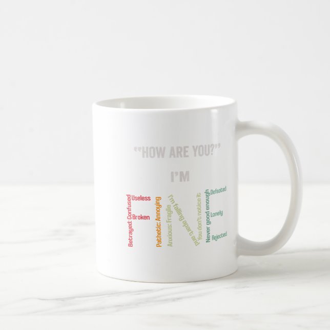 I'm Fine Suicide Prevention Mental Health Awarenes Coffee Mug (Right)